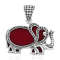 Balinese Artisan 925 Sterling Silver Elephant Pendant with Coral
