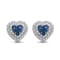 Treated Blue and White Diamond Sterling Silver Heart Stud Earrings 0.25 CTW