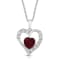 Jewelili Sterling Silver Created Ruby and Created White Sapphire Heart
Pendant with Rolo Chain