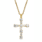 Jewelili 10K Yellow Gold Round White Cubic Zirconia Cross Pendant with
Rope Chain