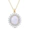 Jewelili Created Opal and Created White Sapphire Pendant in Yellow Gold
Over Sterling Silver