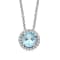 Jewelili Sterling Silver Aquamarine and Created White Sapphire Pendant
with Rolo Chain