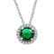 Jewelili Sterling Silver Emerald and Created White Sapphire Pendant with
Rolo Chain