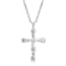 Jewelili 10K White Gold Round White Cubic Zirconia Cross Pendant with
Rope Chain