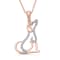 White Diamond 14K Rose Gold over Sterling Silver Dog Pendant