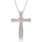 Jewelili 1/10 ctw Round White Diamond 14K Rose Gold Over Sterling Silver
Cross Pendant