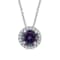 Jewelili Sterling Silver Alexandrite and Created White Sapphire Pendant
with Rolo Chain
