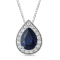 Jewelili Created Blue Sapphire and Created White Sapphire Sterling
Silver Pendant with Box Chain