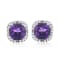 10K White Gold 5x5 MM Cushion Amethyst and 1/10 Ctw Natural White Round
Diamond Stud Earrings