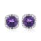 10K White Gold 5x5 MM Cushion Amethyst and 1/10 Ctw Natural White Round
Diamond Stud Earrings
