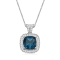 Jewelili Sterling Silver Swiss Blue Topaz, White Topaz Halo Pendant, 18”
Box Chain
