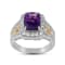Jewelili 14K Yellow Gold Over Sterling Silver 10x8 MM Amethyst and
Created White Sapphire Halo Ring