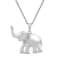 Jewelili Sterling Silver White Round Diamond Animal Pendant with Rolo Chain