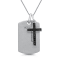 Jewelili Sterling Silver 1/5 Ctw Black and White Diamond Mens Dog Tag
Cross Pendant, 18" Box Chain