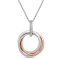 Jewelili 14K Rose Gold and Sterling Silver 1/6 Ctw White Diamond Circle
Pendant, 18" Rolo Chain