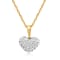 Jewelili 10K Yellow Gold White Crystal Heart Pendant with 14K Gold
Filled Chain