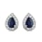 Stud Earrings Sterling Silver, Pear Created Blue Sapphire and Round
Created White Sapphire