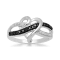 Jewelili Sterling Silver 1/10 Cttw Treated Black and White Round Diamond Ring