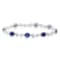 Created Blue Sapphire and Natural White Diamond Sterling Silver Bracelet