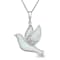 Jewelili Created Opal and Diamond Dove Pendant in Sterling Silver