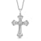 Jewelili Sterling Silver 1/5ctw White Diamond Cross Pendant with Rolo Chain