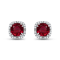 10K White Gold 5x5 MM Cushion Created Ruby and 1/10 Ctw Natural White
Round Diamond Stud Earrings