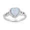 Jewelili Sterling Silver 7 MM Heart Created Opal and Round Created White
Sapphire Halo Ring