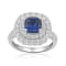 Created Blue and White Sapphire Sterling Silver Ring 3.32 CTW