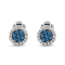 10K White Gold 1/4 Cttw Blue and White Round Diamond Cluster Stud Earrings