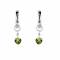 Green Peridot Rhodium Over Sterling Silver Dangling Heart Earrings