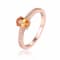 Genuine Spessartite Garnet Solitaire Ring with Moissanite Accents in 925
Sterling Silver
