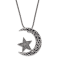 Sterling Silver Crescent Moon And Star Pendant W/ Chain