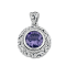 Sterling Silver Round Bali Design & Twisted Rope Border Amethyst Pendant