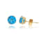 14K Yellow Gold Round Swiss Blue Topaz Solitaire Stud Earrings