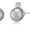 10mm Gray Organic Man-Made Pearl and CZ Earrings