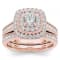 14K Rose Gold .75ctw Diamond Engagement Bridal Ring Wedding Band Set (
Clarity-I2 , Color-H-I )