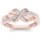 10k Rose Gold Round Cut H-I, I2 Natural Diamond Crossover Ring Women 0.08ctw