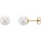 14k Yellow Gold 8 mm White Akoya Cultured Pearl Stud Earrings for Women
