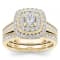14K Yellow Gold .75ctw Diamond Engagement Bridal Ring Wedding Band Set (
Clarity-I2 , Color-H-I )