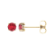 14K Yellow Gold Lab-Grown Ruby 4-Prong Set Scroll Stud Earrings for Women