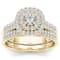 10K Yellow Gold 1.0ctw Diamond Engagement Halo Ring Band Bridal Set(
I2-Clarity-H-I-Color )