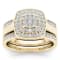 14K Yellow Gold .33ctw Diamond Halo Engagement Ring Bridal Wedding Band
Set (I2-Clarity-H-I-Color)