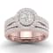 10K Rose Gold 1.0ctw Diamond Bridal Round Halo Engagement Ring Band Set
( I2-Clarity-H-I-Color )