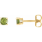 14K Yellow Gold 4 mm Peridot Stud Earrings for Women with Friction Post