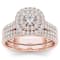 10K Rose Gold 1.0ctw Diamond Engagement Halo Ring Band Bridal Set(
I2-Clarity-H-I-Color )