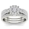 14K White Gold 1.0ctw Diamond Engagement Bridal Ring Wedding Band Set I2-H-I