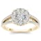10K Yellow Gold 1.0ctw Round Diamond Split Shank Cluster Engagement Ring (I2-Clarity-H-I-Color)