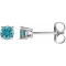 14K White Gold 4 mm Blue Zircon Stud Earrings for Women with Friction Post
