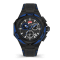 Fashion watch with black leather strap