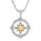 1/8CTW Diamond Stainless Steel Yellow Ion Plated Compass Medallion Pendant